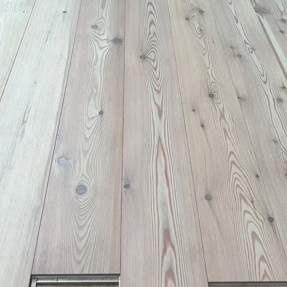 SA-11 light wire-brushed larch engineered flooring, CD grade, 190mm plank, Serbia warehouse stock