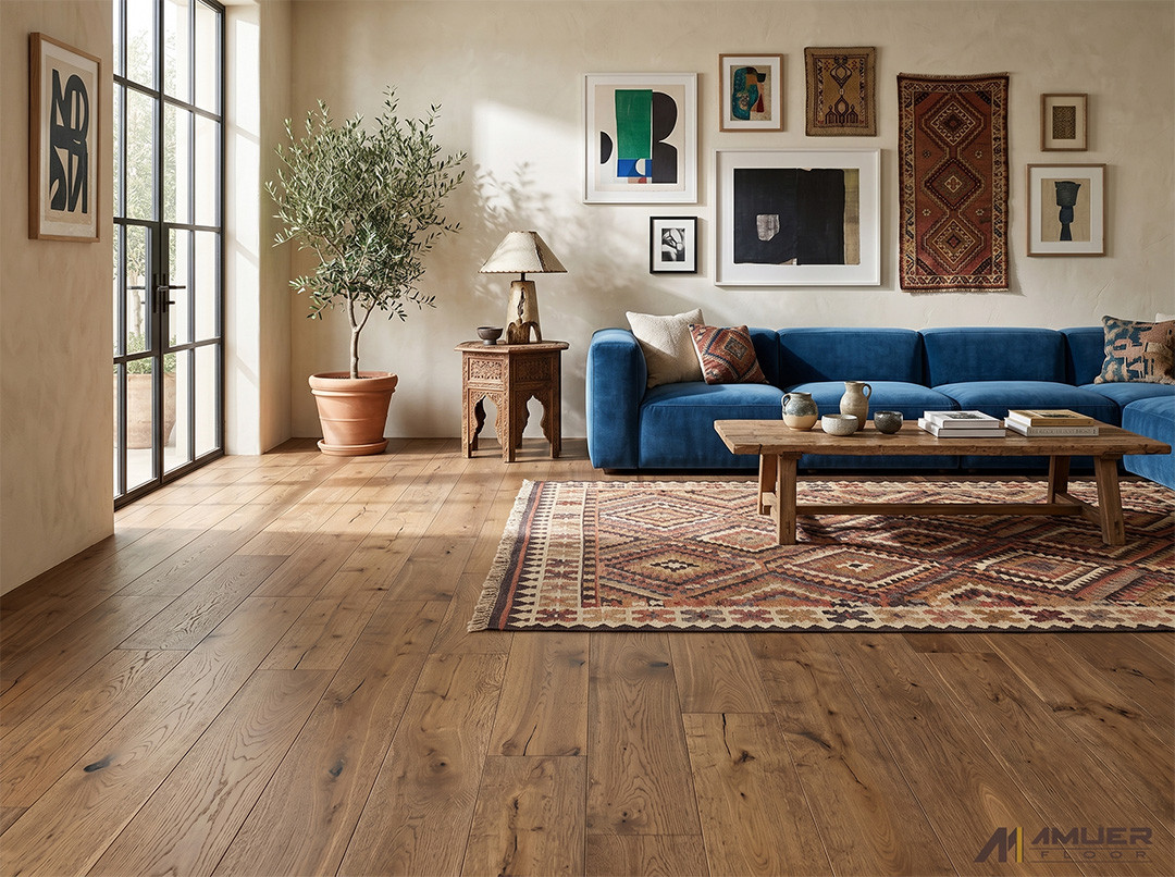 AC-22 Warm Smoked Oak Flooring in Eclectic Contemporary Interior