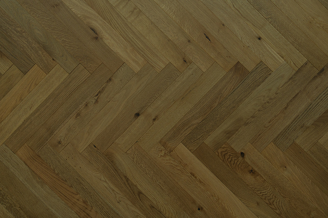 Smoked Brushed Oak 70mm Herringbone Engineered Flooring — AC-21