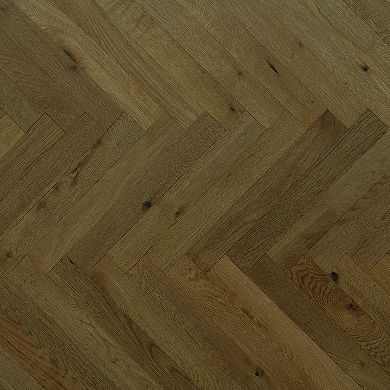 Smoked Brushed Oak 70mm Herringbone Engineered Flooring — AC-21