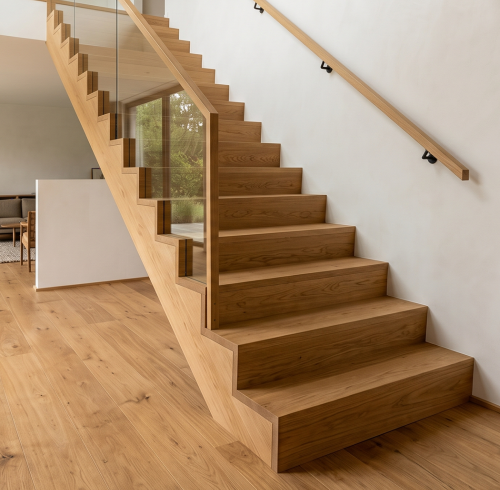 AMUER Custom Wood Stair Treads & Staircases | Made-to-Measure Natural Wood Stairs