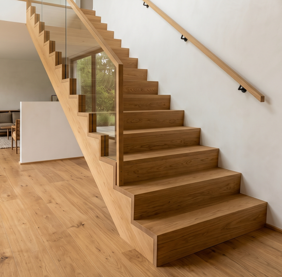 AMUER Custom Wood Stair Treads & Staircases | Made-to-Measure Natural Wood Stairs
