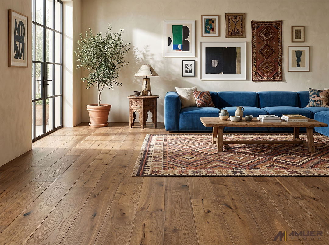 AC-22 Warm Smoked Oak Flooring in Eclectic Contemporary Interior