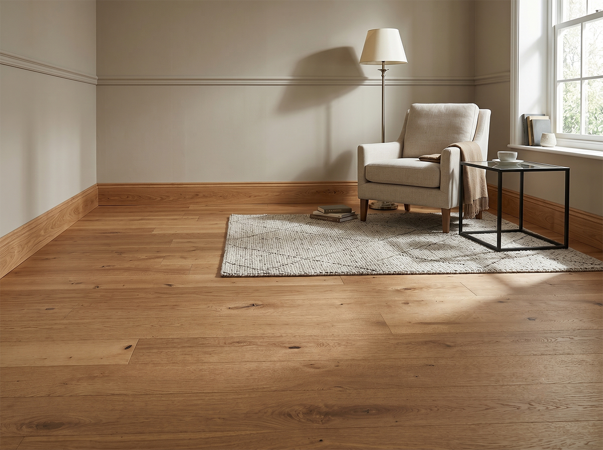 Natural Oak Wide Plank Engineered Flooring -- AM-14