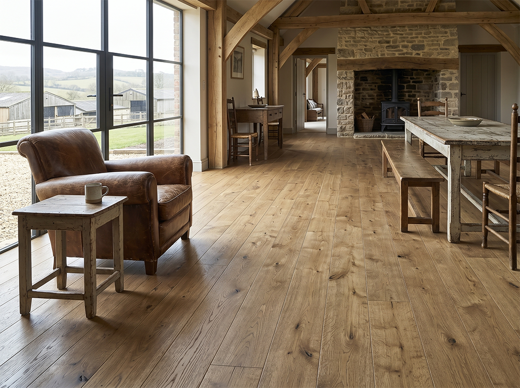Natural Oak Wide Plank Engineered Flooring -- AM-14