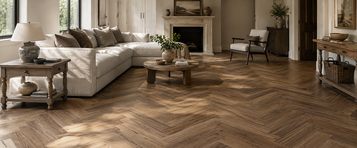 American Walnut Herringbone Engineered Flooring — AM-21
