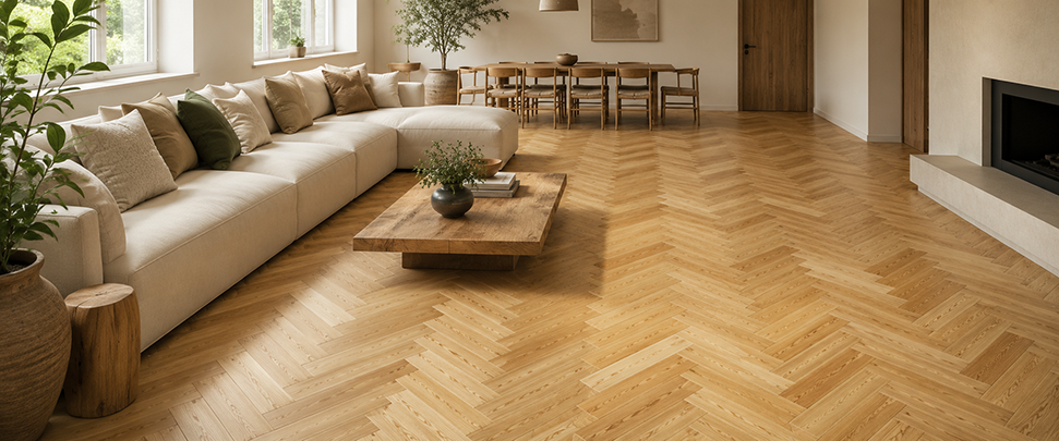 Brushed Natural Oak Herringbone Engineered Flooring — AM-22