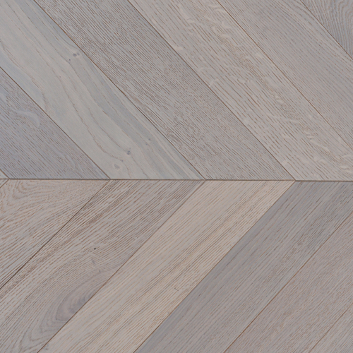 White Stained Oak 90mm Chevron Engineered Flooring | AMUER AM-41