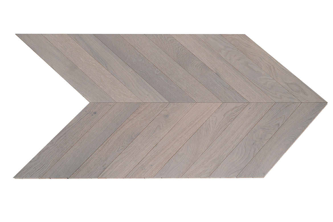 White Stained Oak 90mm Chevron Engineered Flooring — AM-41