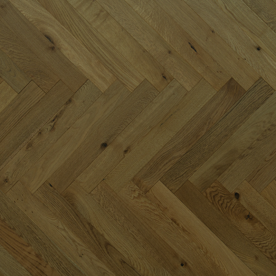 Smoked Brushed Oak 70mm Herringbone Engineered Flooring | AMUER AC-21