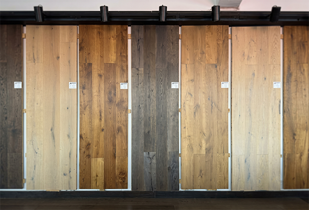 AMUER Dalian factory wood flooring sample showroom.
