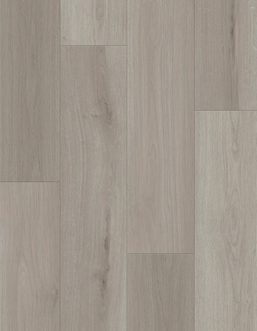AMUER The Atlantic SPC flooring color Atlantic-3, light grey washed European oak texture, ultramatt surface, soft v-groove edge, grey tone wood look vinyl plank