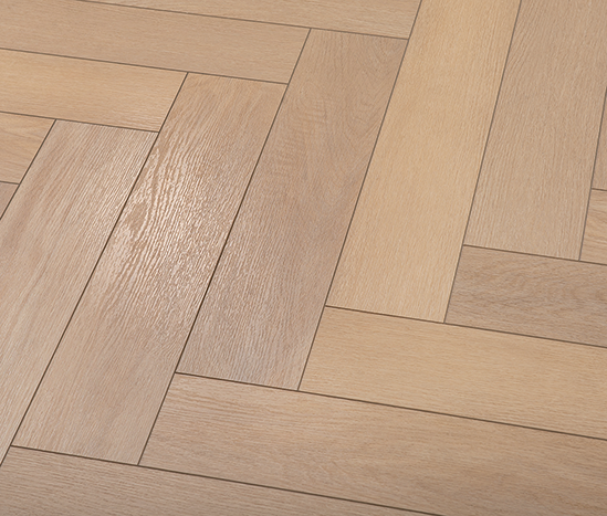 The Herringbone SPC flooring Amber Oak warm brown herringbone texture