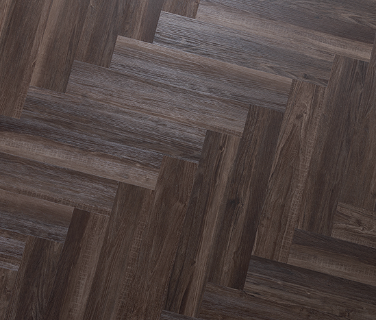 The Herringbone SPC flooring Espresso Oak dark brown herringbone texture