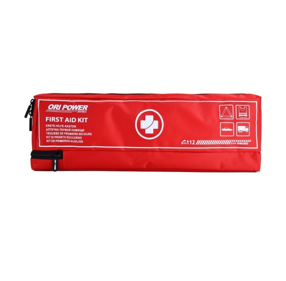 DIN 13164 Car First Aid Kit | Long Soft Bag with Triangle & Vest | OEM