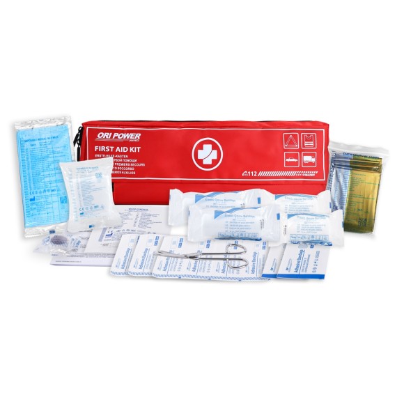 DIN 13164 Car First Aid Kit | Long Soft Bag with Triangle & Vest | OEM