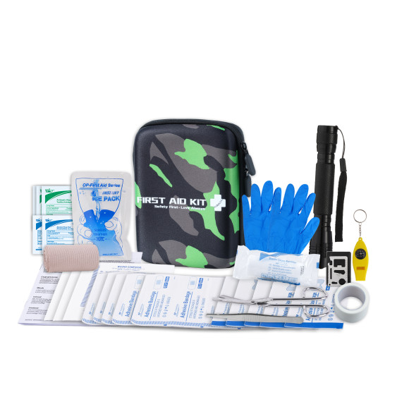 Outdoor First Aid Kit | Protective Camo EVA Case | Hiking & Camping