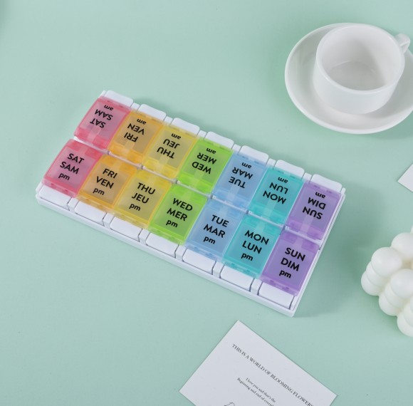 7-Day AM/PM Pill Organizer | 14 Compartments | OEM Wholesale