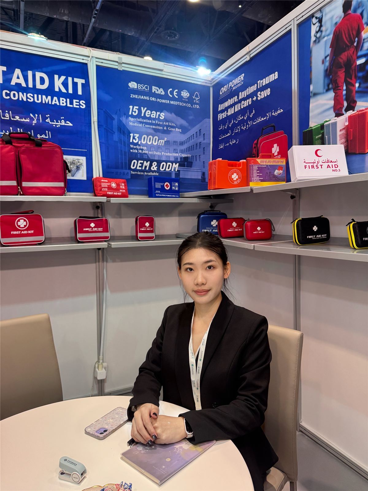 Customer discussion at the ORI-POWER booth during WHX Dubai 2026
