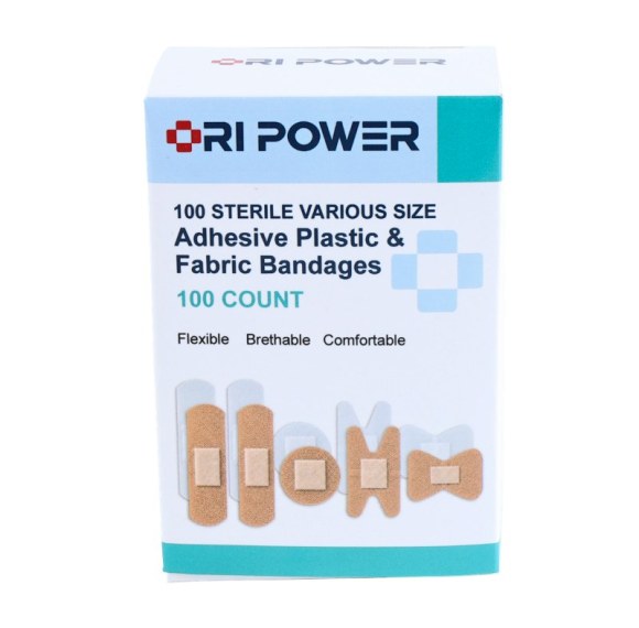 Plastic & Fabric Bandages | Sterile Assortment | 100 Count | OEM
