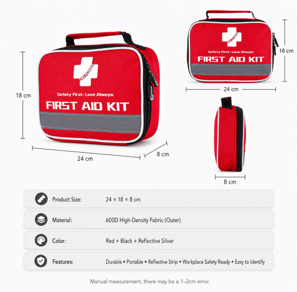 Workplace First Aid Kit | Reflective 600D Safety Bag | OEM/ODM