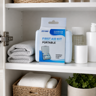 Portable Plastic First Aid Kit | 23-Piece Home Emergency Kit OEM