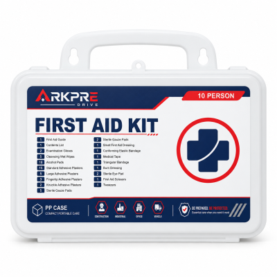 Workplace First Aid Kit 10-Person | Compact Plastic Medical Box | Office Home Auto Emergency Kit OEM