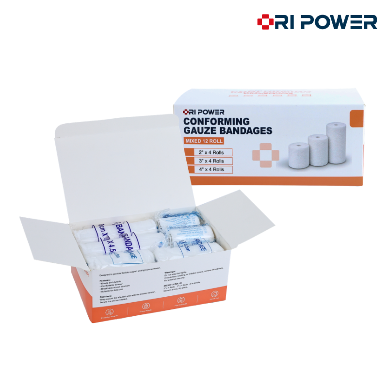 PBT Conforming Gauze Bandage - flexible conforming - 12 rolls 3 widths