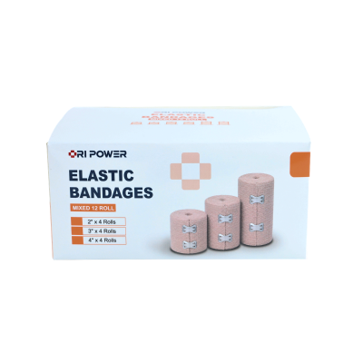 High Elastic Bandage | 12 Rolls, 3 Widths | OEM | Raismile