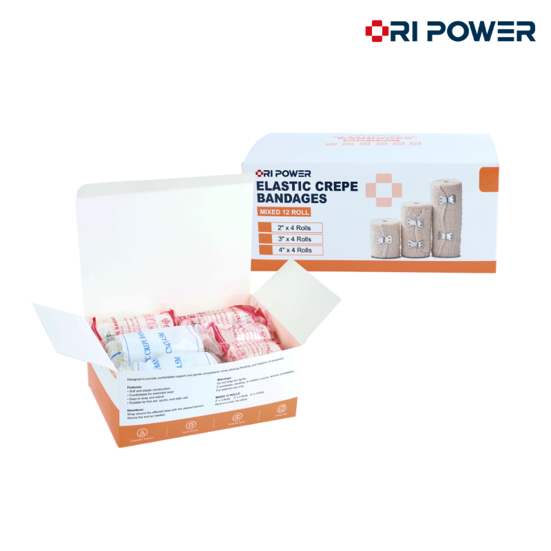 Elastic Crepe Bandage - elastic stretch - 12 rolls 3 widths