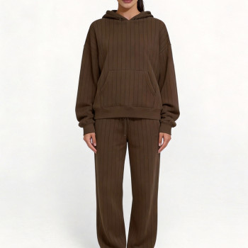 Custom Wholesale Dark Brown Pinstripe Hoodie | OEM Hoodie Manufacturer