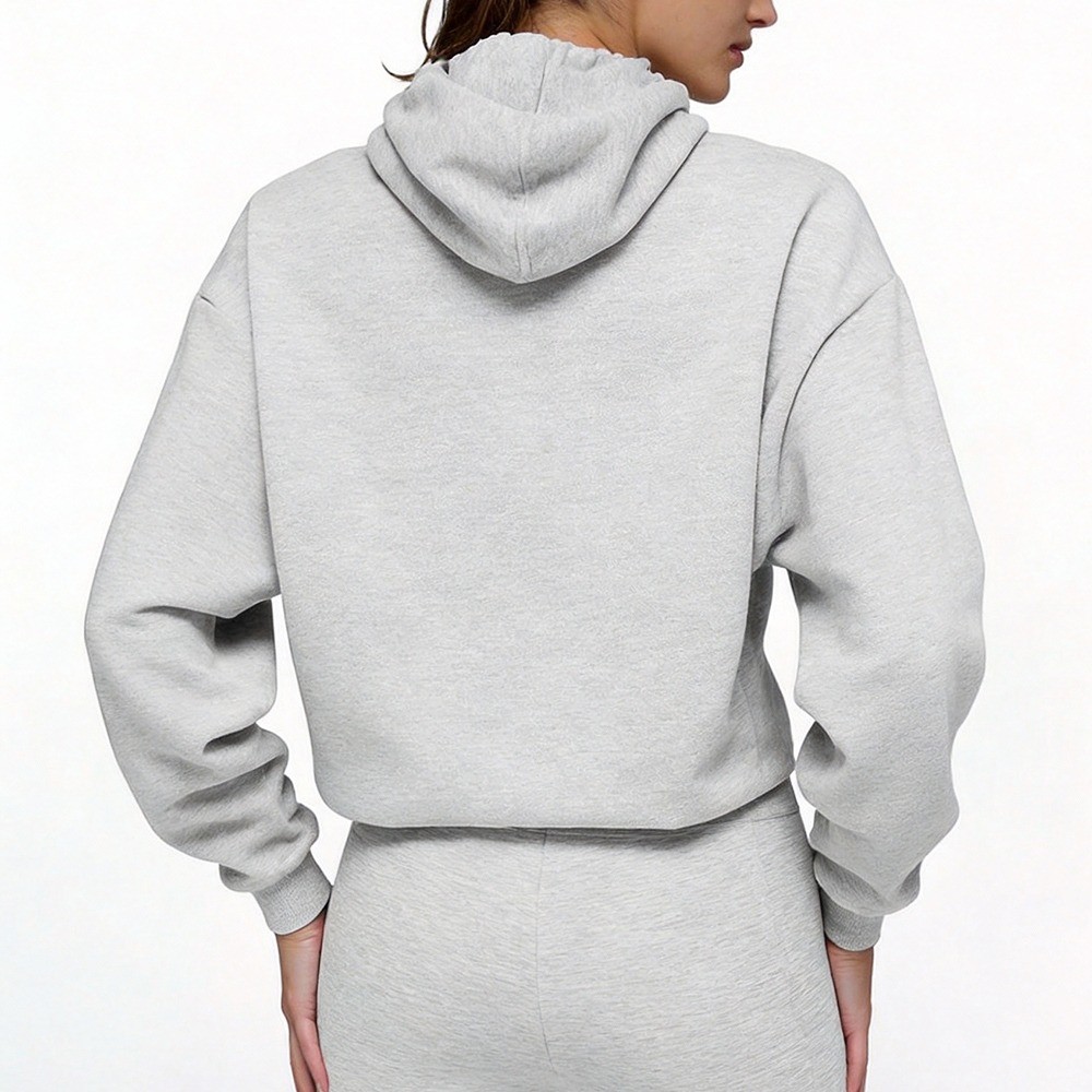 gray heather hoodie detail two