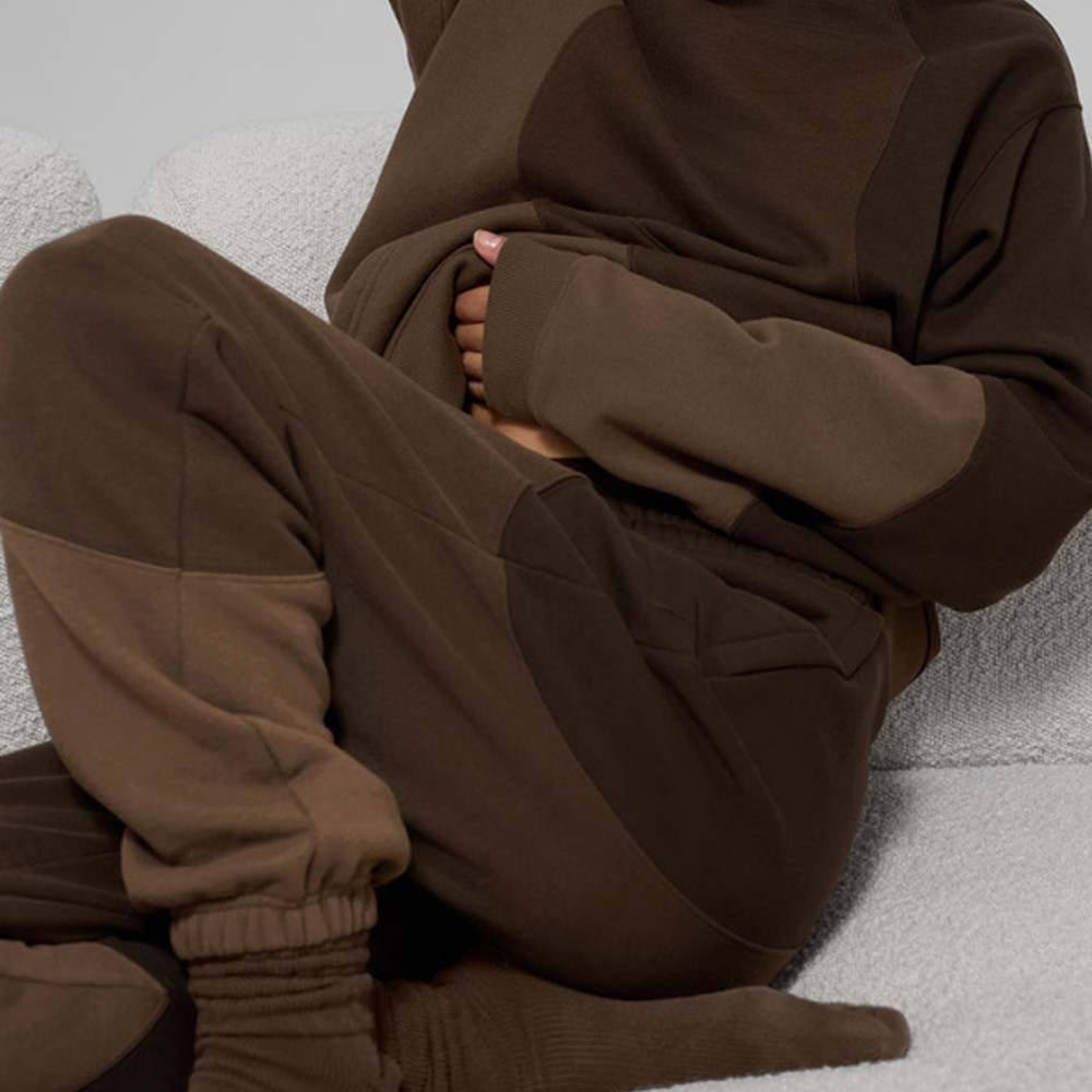 brown color block oversized hoodie design