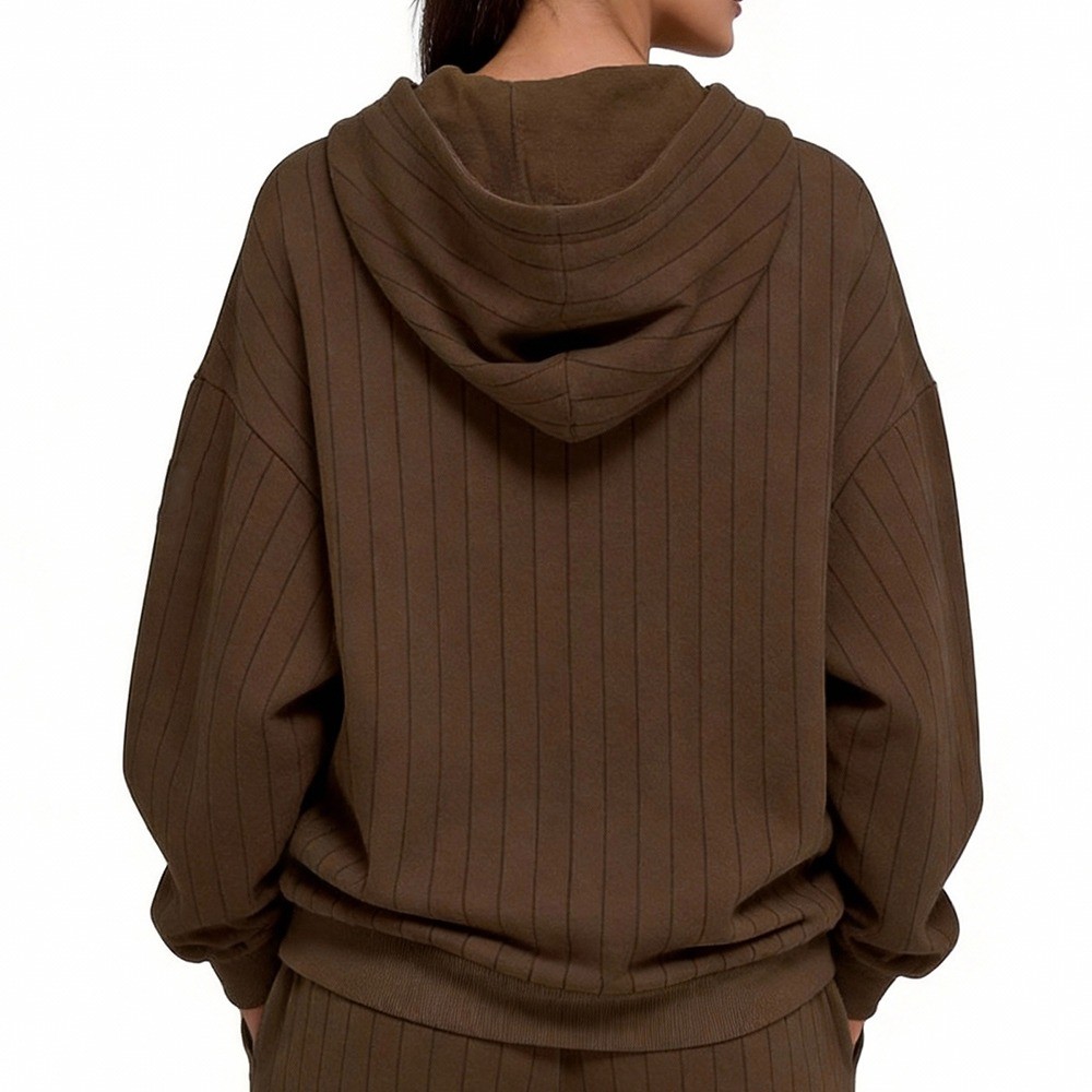 dark brown pinstripe hoodie detail one