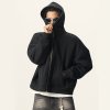Custom Wholesale Black Full Zip Cropped Boxy Hoodie Manufacturer | OEM Hoodie factory