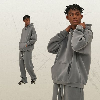 Custom Wholesale Gray Heavyweight Oversized Hoodie Manufacturer | OEM Pullover Hoodie factory