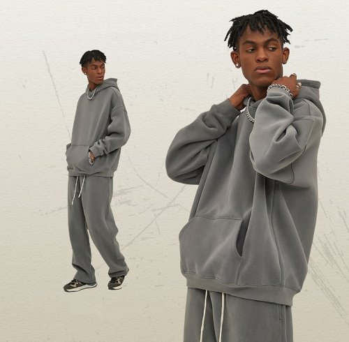Custom Wholesale Gray Heavyweight Oversized Hoodie Manufacturer | OEM Pullover Hoodie factory