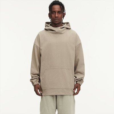 Custom Wholesale Beige 450GSM Cotton Oversized Hoodie Manufacturer | OEM Pullover Hoodie factory