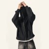 Custom Wholesale Black Full Zip Cropped Boxy Hoodie Manufacturer | OEM Hoodie factory
