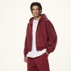 Custom Wholesale Burgundy 350GSM Cropped Boxy Zip Hoodie Manufacturer | OEM Hoodie factory