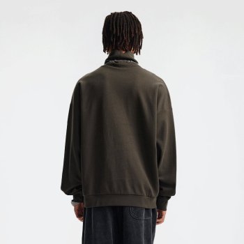 Custom Wholesale Dark Olive 305GSM Mock Neck Sweatshirt Manufacturer | OEM Sweatshirt factory