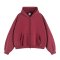 Custom Wholesale Burgundy 350GSM Cropped Boxy Zip Hoodie Manufacturer | OEM Hoodie factory
