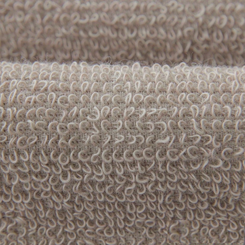Close-up macro of French Terry loopback knit fabric