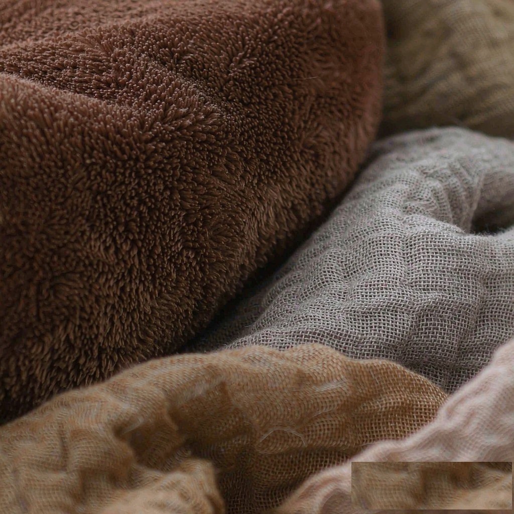 Close-up macro of brushed fleece napped fabric interior