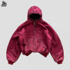 Custom Men's Distressed Hooded Washed Workwear Jacket