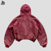 Custom Men's Distressed Hooded Washed Workwear Jacket