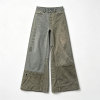 Custom Mud Wash Deconstructed Wide Leg Jeans