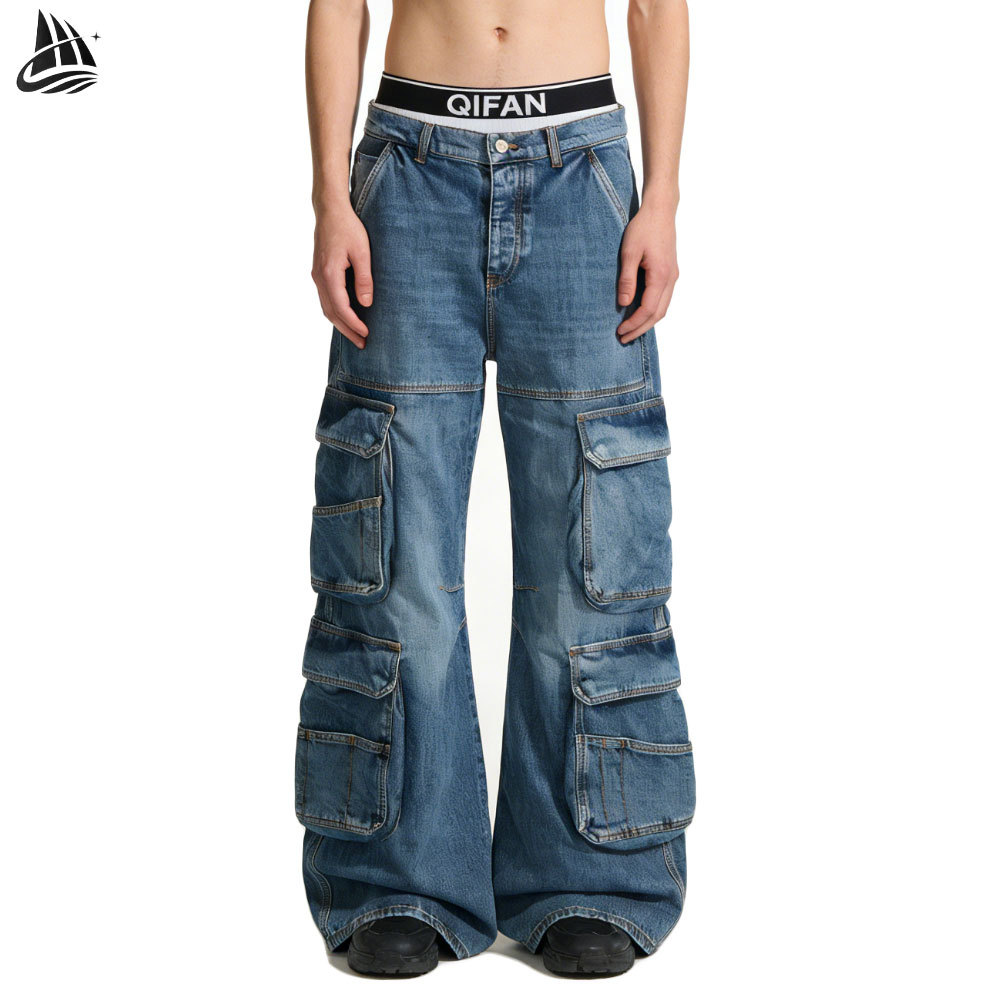 Custom Cargo Workwear Denim Pants model front