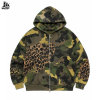 Custom Cheetah Camo Patchwork Zip Up Hoodie