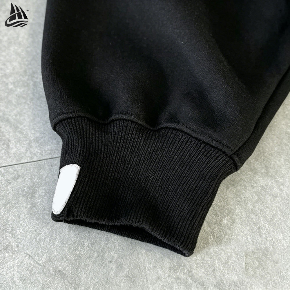 Custom Rhinestone Winter Zip Up Hoodie ribbed cuff detail